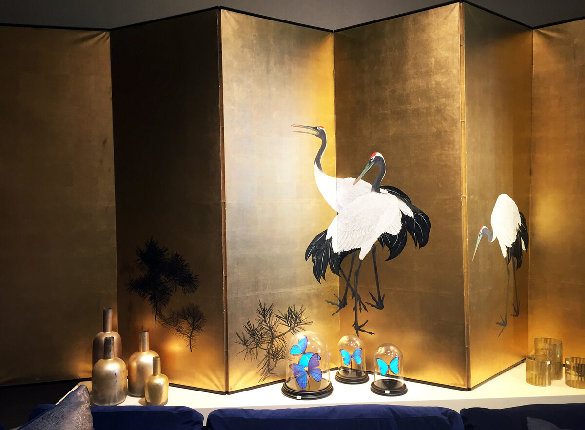 Achternaam Keuze Moet Japans Antiek Kamerscherm Goud Kraanvogels - Luxury By Nature
