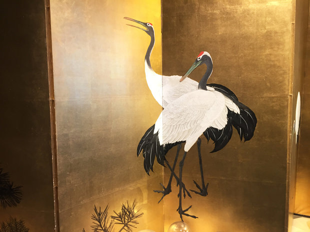 Haas Krijgsgevangene negatief Japans Antiek Kamerscherm Goud Kraanvogels - Luxury By Nature